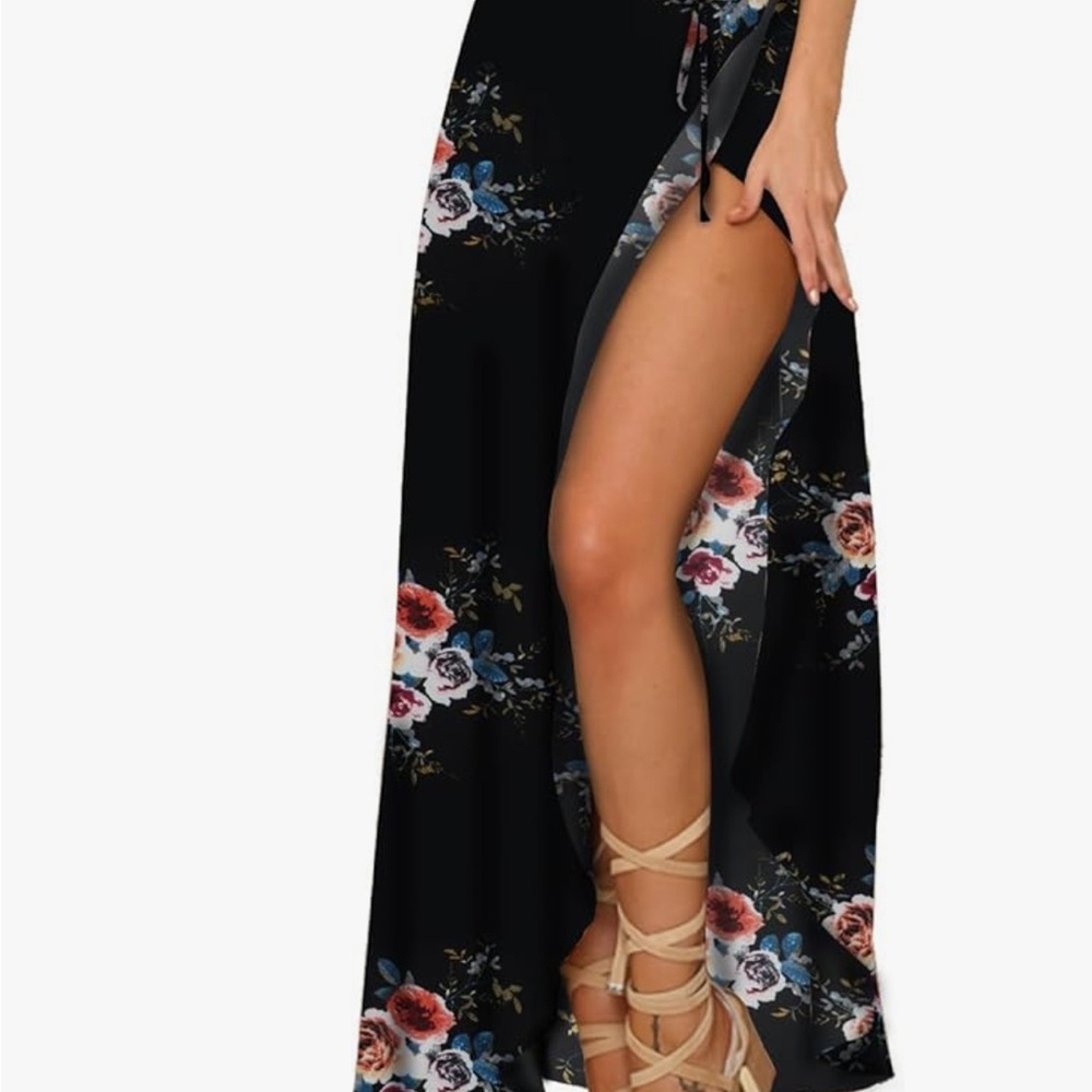 Floral Black Maxi Skirt
